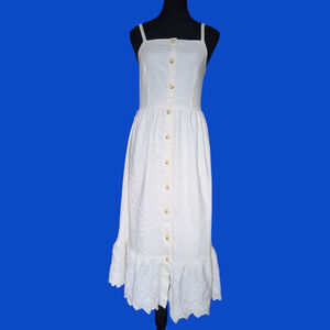 Old Navy Fit & Flare Eyelet Maxi Dress - Cream - XS/S - Country Boho Linen Blend